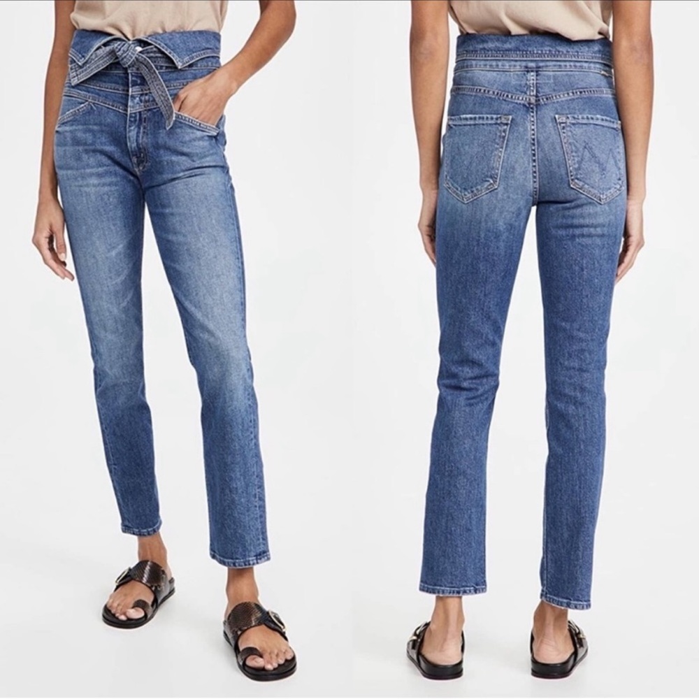 Mother The Triple Stack Dazzler High Rise Straight Leg Jeans 28 With Belt